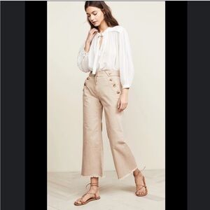 Derek Lam 10 Crosby Bristol Wide Culotte Button Crop Khaki Pant Sz 8